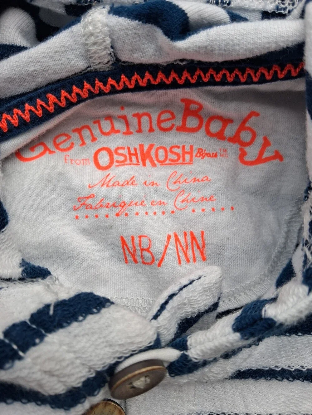OshKosh B'gosh Navy & White Stripe Hooded Baby One-Piece Newbirn